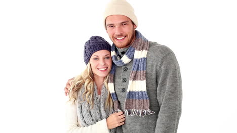 attractive young couple in winter clothes