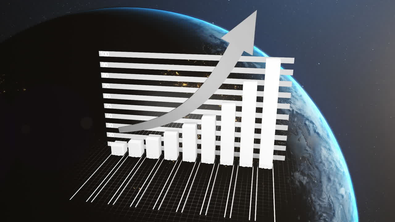 Animation of data processing and statistics over globe