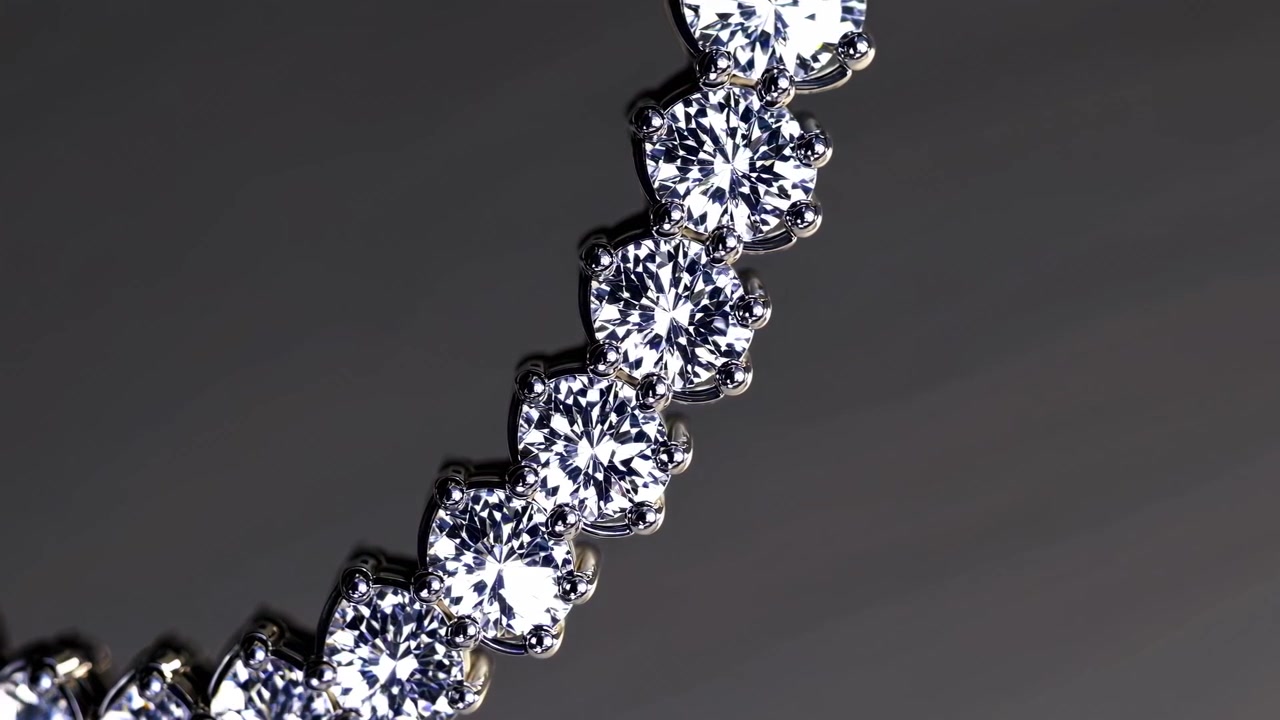 Primo piano di un bracciale tennis di diamanti scintillante