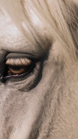 close-up of a white horse's head and face