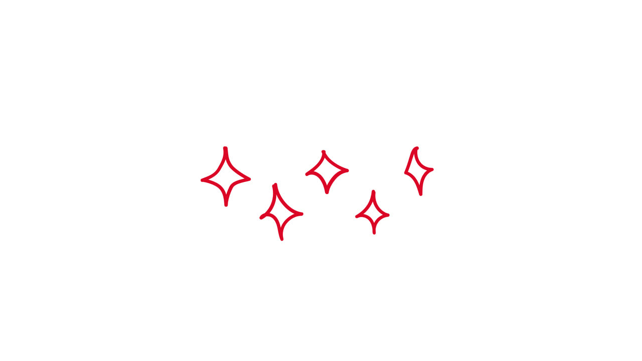 Red Hand-Drawn Sparkle Animation on White Background