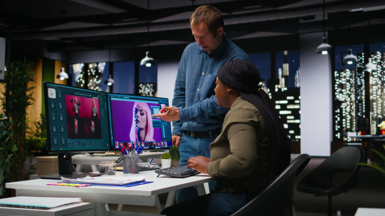 African american photo designer working on creative retouching