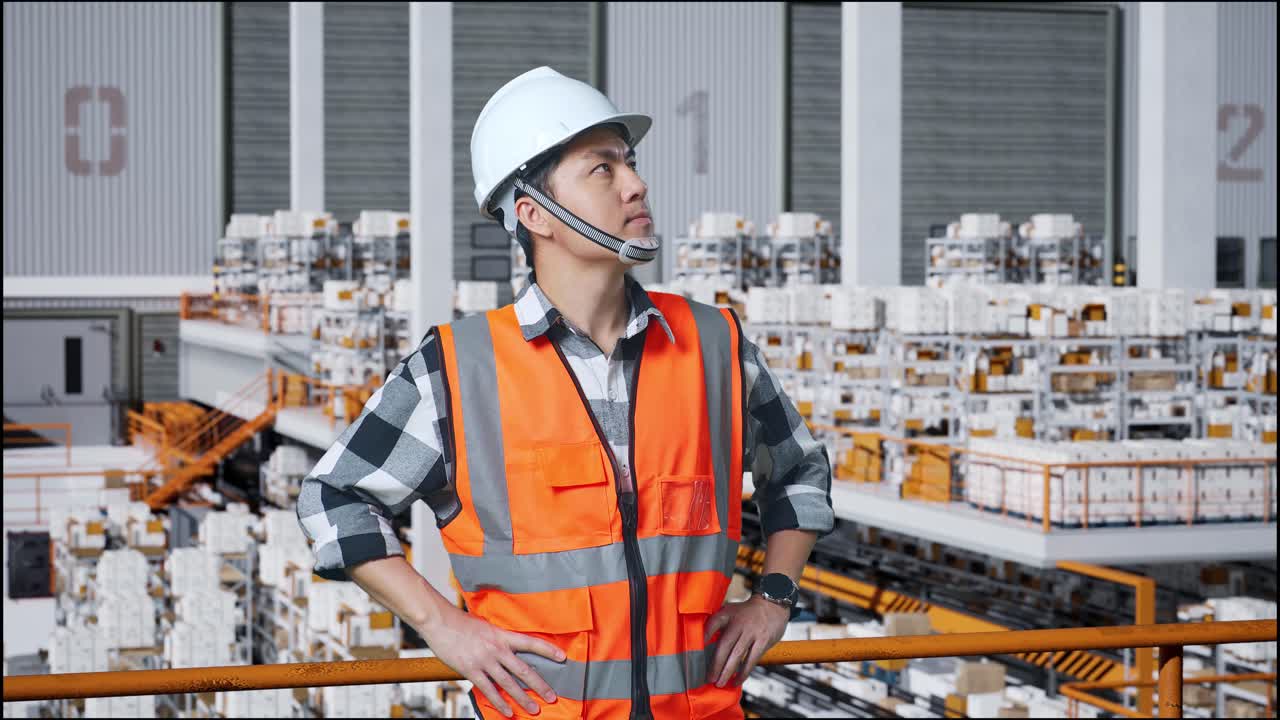 trabajador de almacén inspeccionando el inventario
