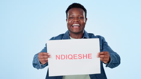 hiring, recruitment and black man with sign