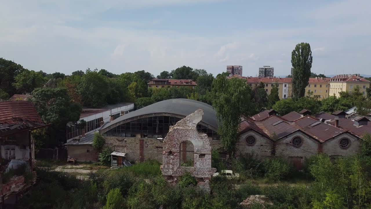 Aerial view of destroyed neighborhood