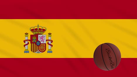 spain flag wavers and basketball rotates, loop