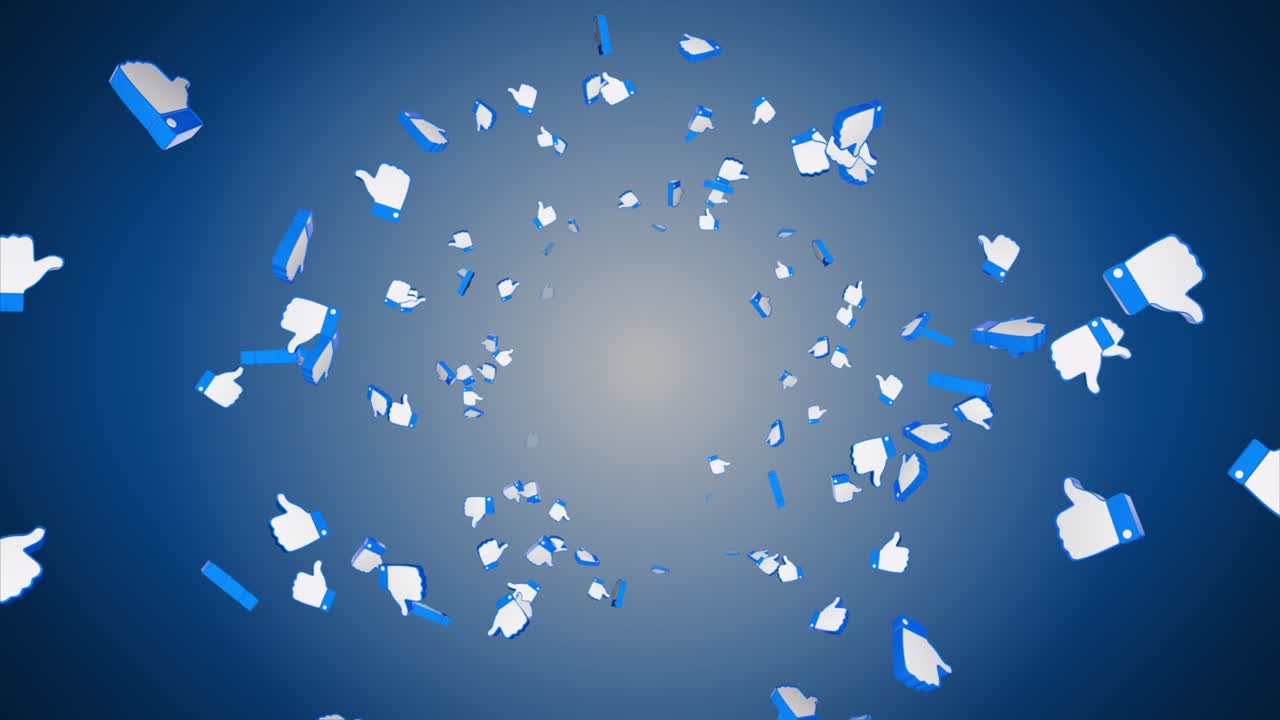 Thumbs up sign good like correct sign animated icon on screen social media network or technologic