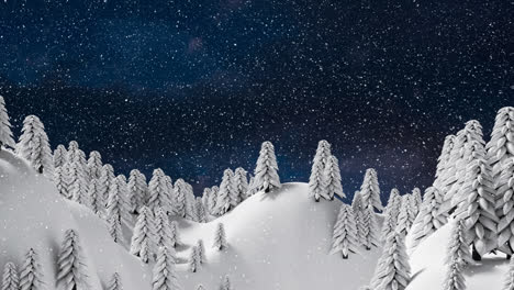 Animation-Einer-Winterlandschaft-Mit-Tannen