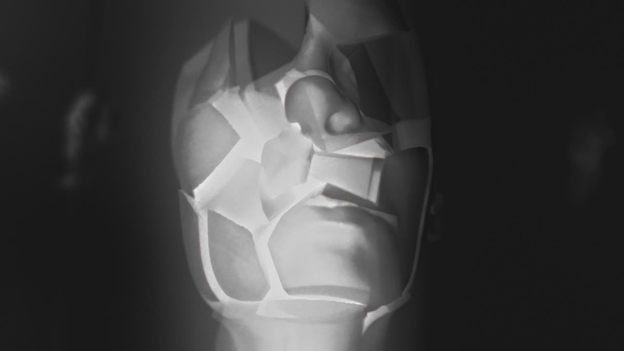 Broken mannequin head shells in xray