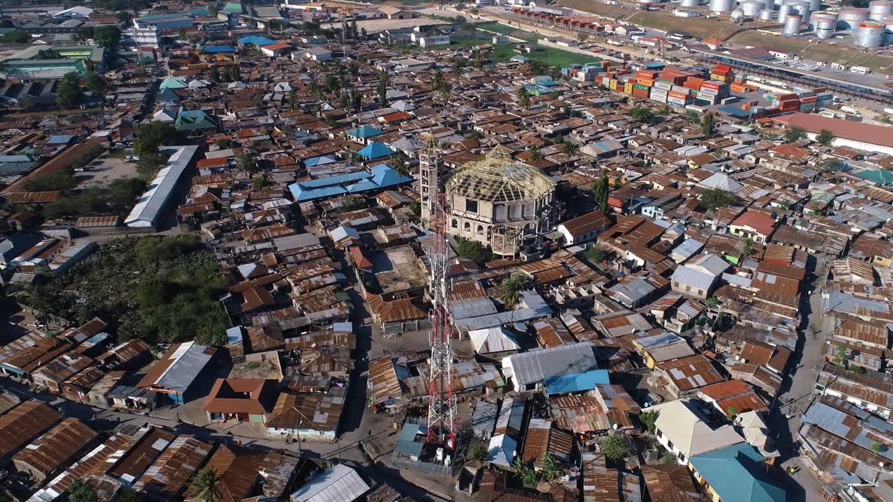 aerial view of rural residential area in Dar es salaam city
