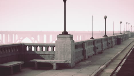 empty bridge walkway at dawn