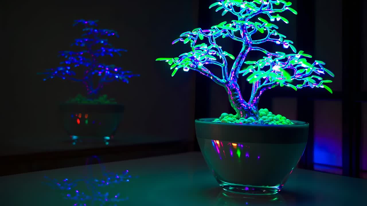 árbol de bonsai con led brillante