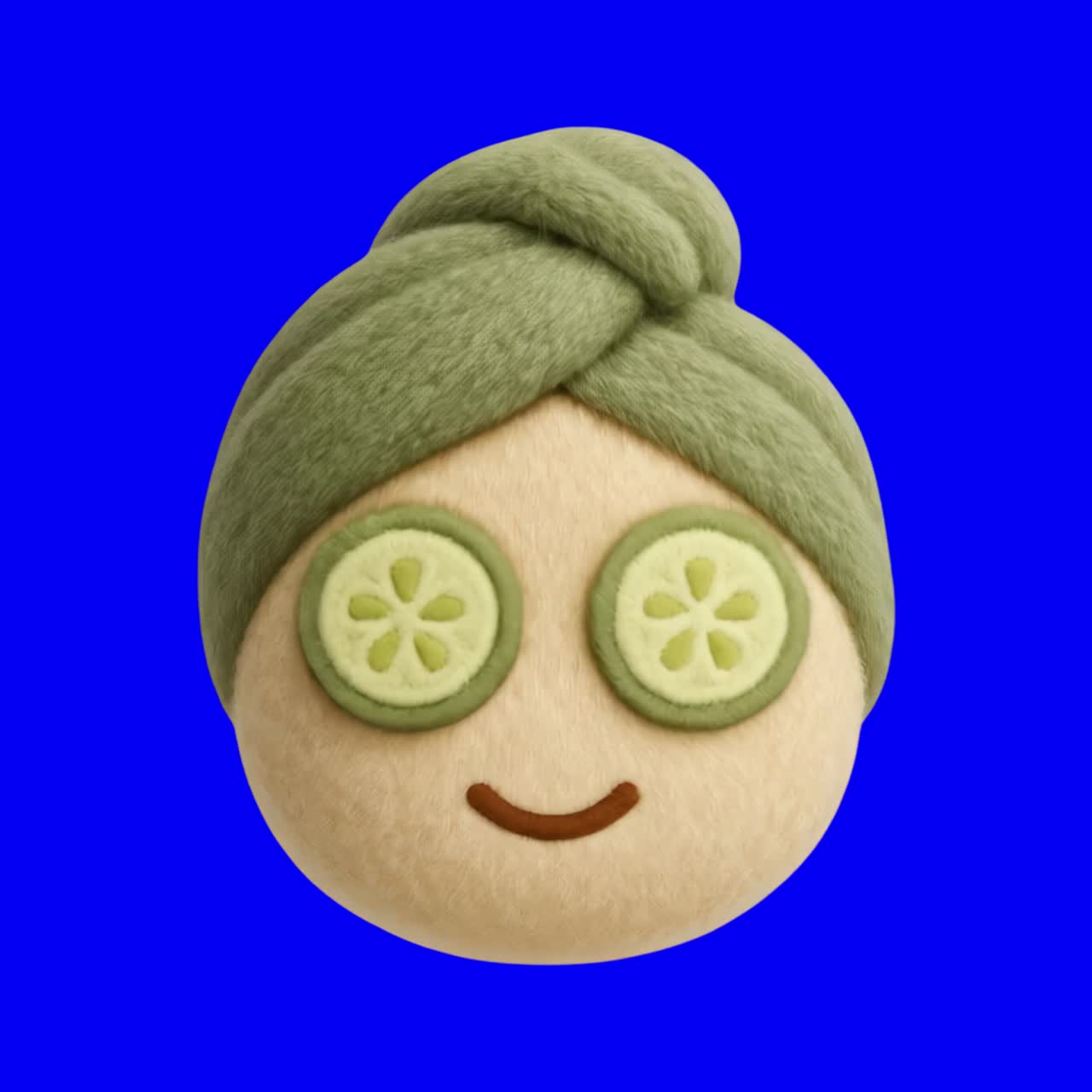 Animação de emoji de rosto relaxante de spa, vídeo em 4K transparente, tela verde