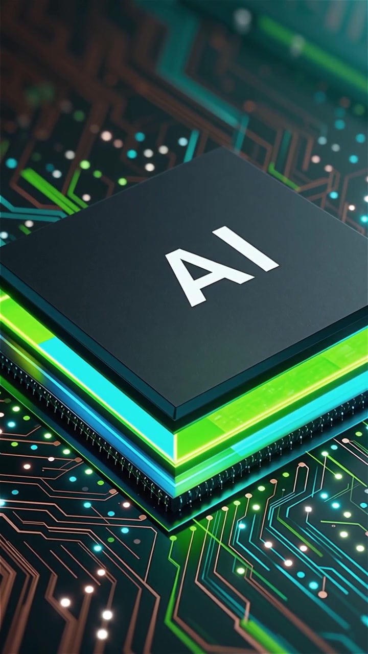 Futuristic AI Chip Motherboard Technology Background