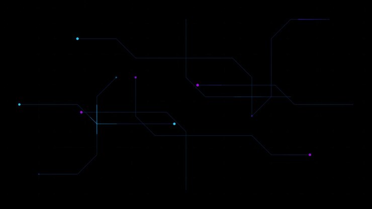 Abstract Digital Network Lines Connecting on Dark Background
