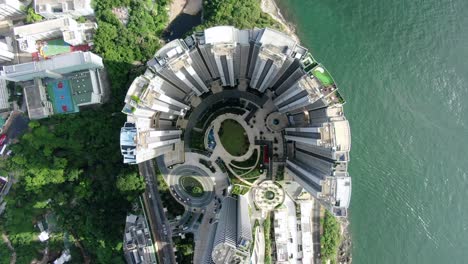 aerial view of hong kong waterfront residential luxury skyscrapers at telegraph bay area