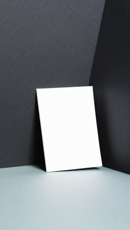 vertical video of book with white blank pages and copy space on black background