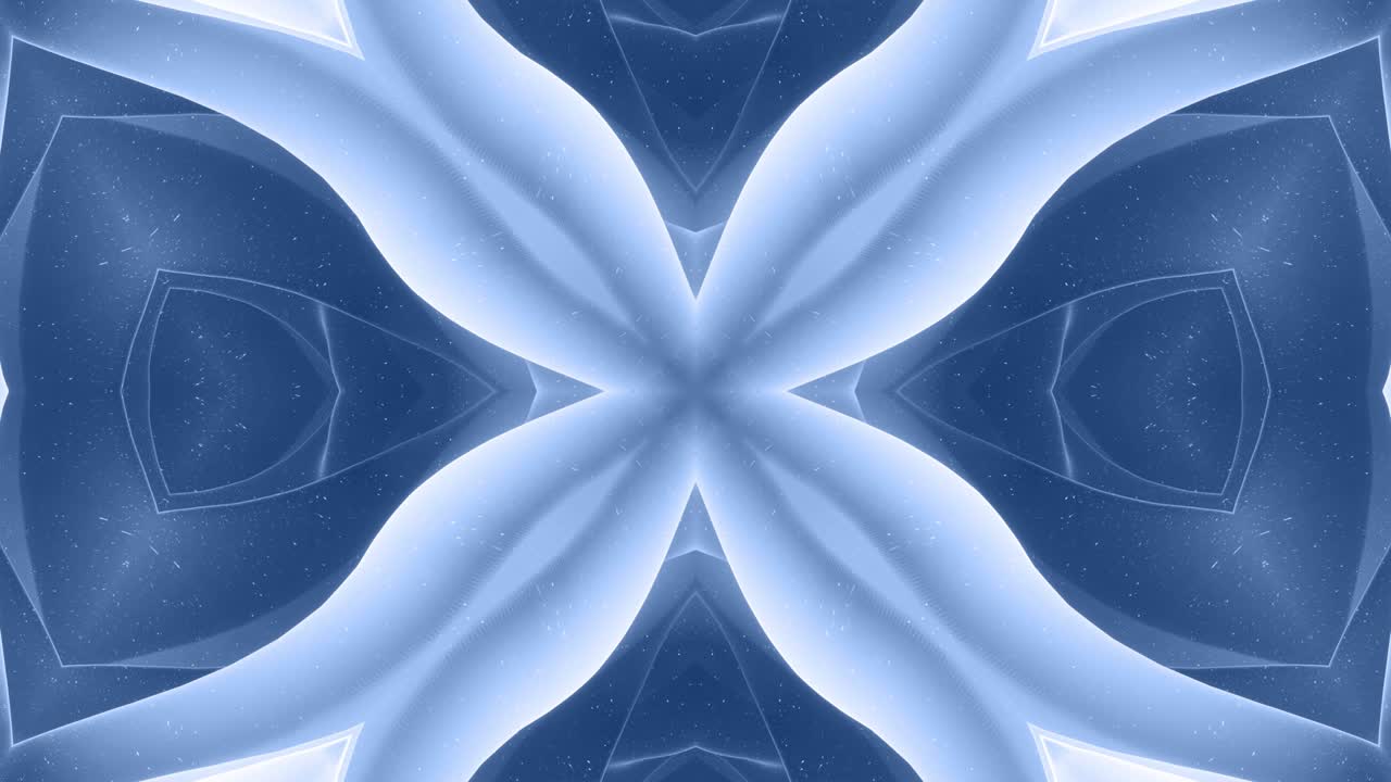 3d abstract shape like star or flower, symmetrical structure of black blue velvet material interspersed with sequins, smoothly cyclical changes shapes. Stylish soft matte background, smooth animation.