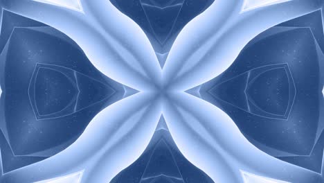 forma abstracta en 3d como una estrella o una flor, estructura simétrica de material de terciopelo azul negro intercalado con pañuelos, formas de cambios cíclicos suaves. fondo mate suave y elegante, animación suave.