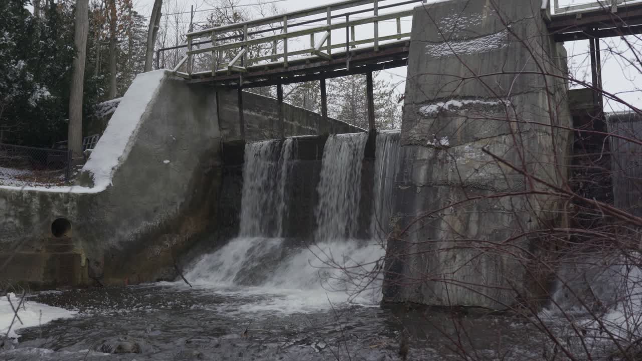Waterfalls In A Beautiful Winter Landscape In Canada