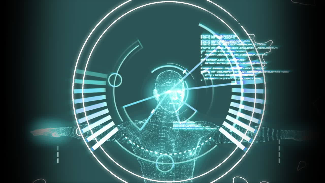 통계 처리 및 의료 데이터의 애니메이션 인간 형상 스피닝