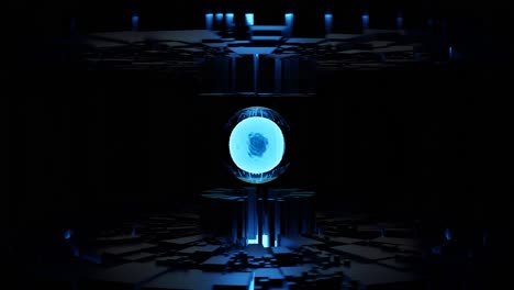 futuristic glowing sphere in dark cyber space