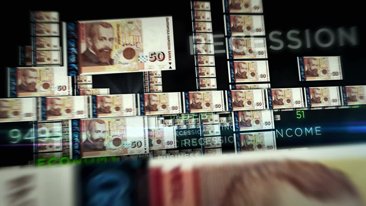 billetes de dinero de leva búlgara vuelo de bucle sin costuras