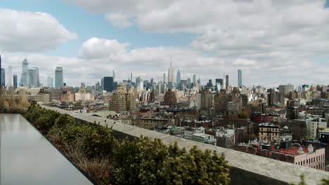 new york city skyline from a rooftop