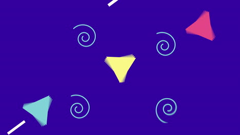 colors lines and geometric figures in blue background animation