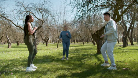 people dancing in the forest