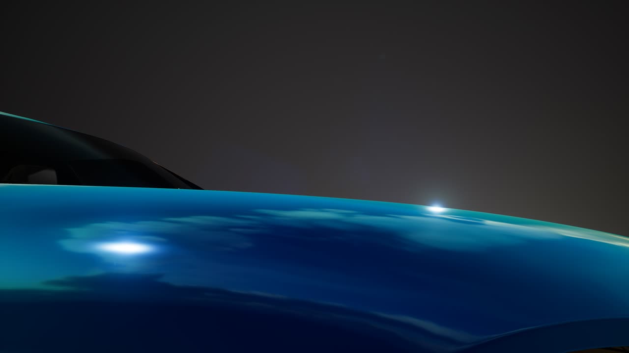 coche deportivo de lujo en un estudio oscuro con luces brillantes