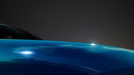 luxury sport car in dark studio with bright lights