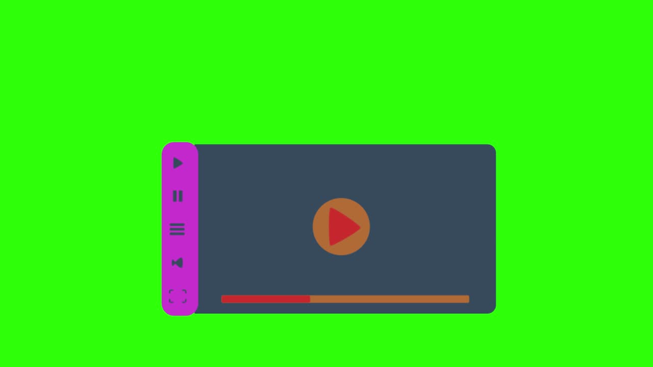 2D animated illustration of a screen playing a video on a green screen
