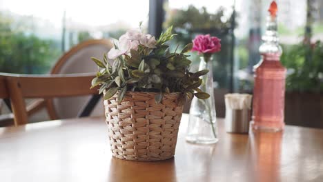 flowers on a cafe table