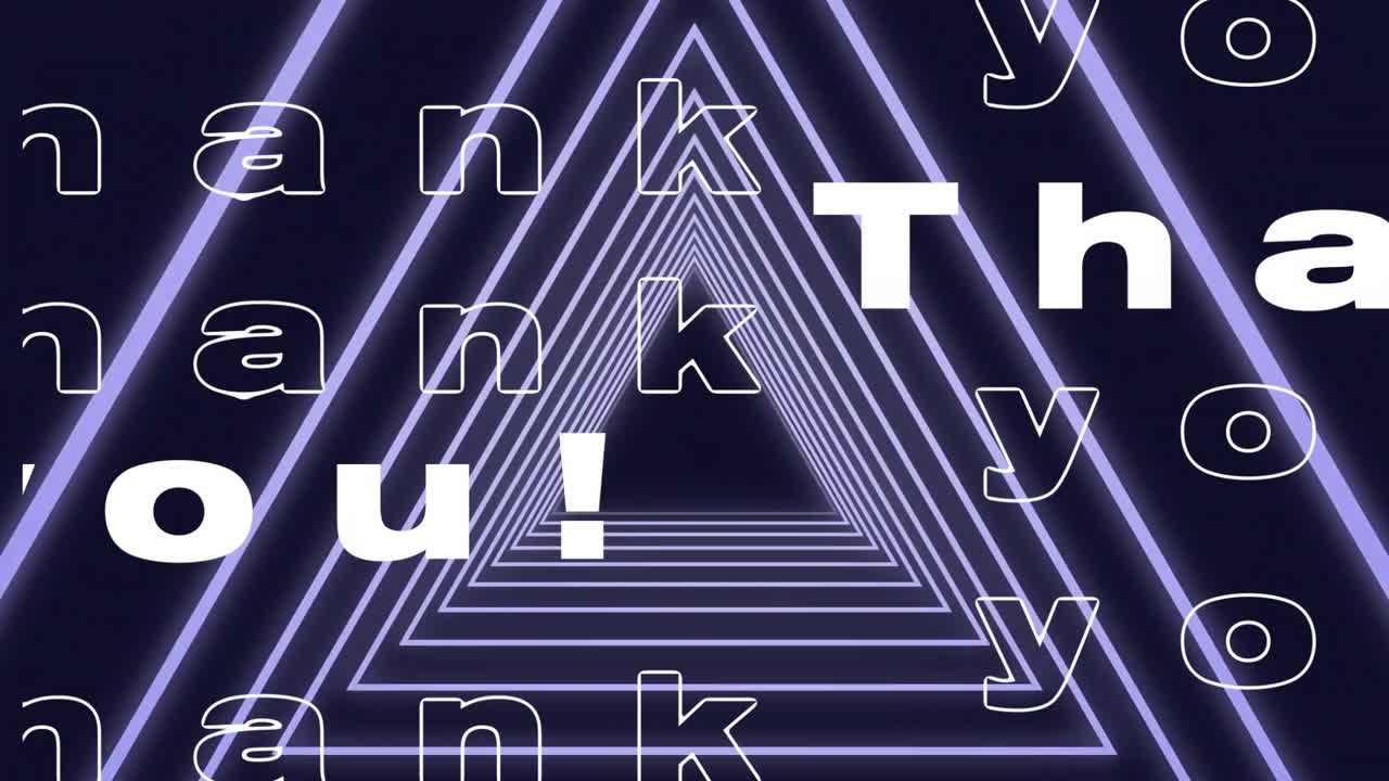Text animation over neon triangular tunnel background
