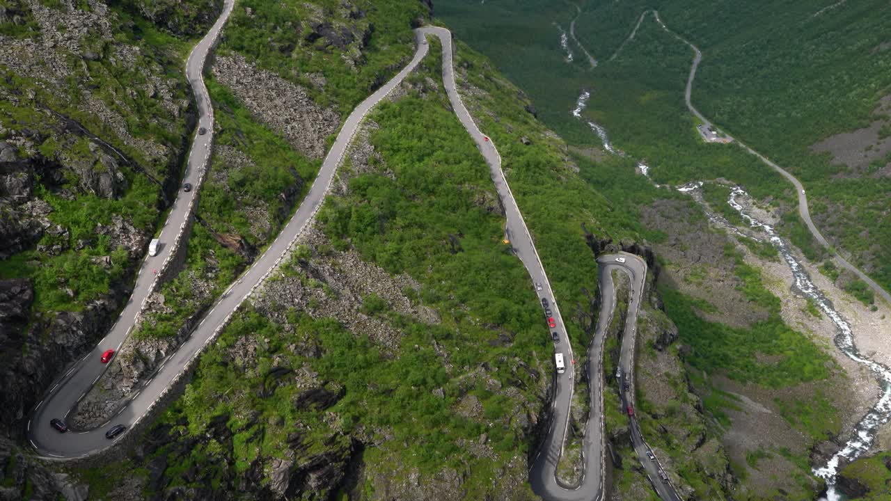 Troll's Path Trollstigen or Trollstigveien winding mountain road.