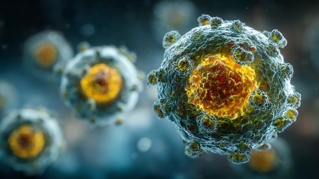Microscopic Visualization of Viruses: Capturing the Intricate Details of Pathogenic Particles with Stunning Clarity and Depth in a Reflective Environment