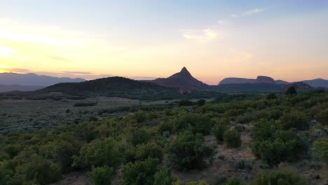 stunning landscape and scenic ranges in zion national park during sunset- forward aerial shot