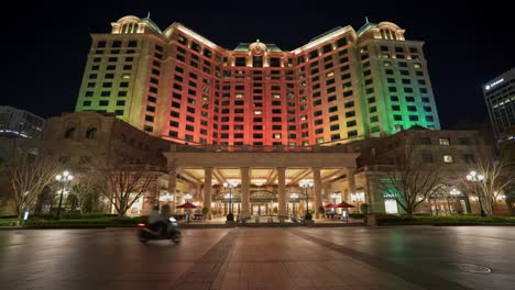 colorful hotel at night