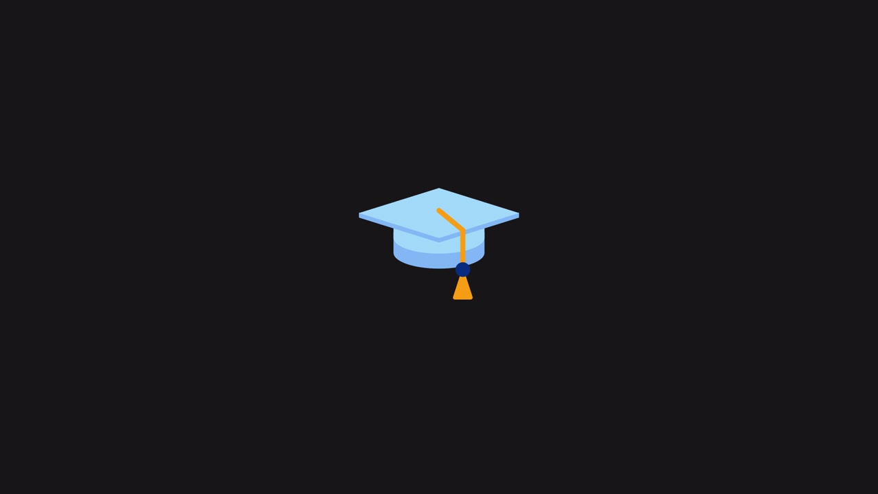 Isometric Blue Graduation Cap with Yellow Tassel