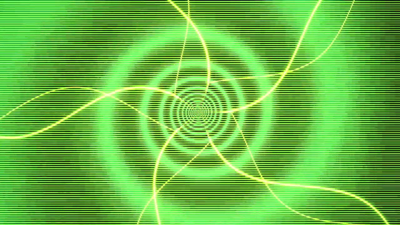 Terowongan Spiral Hijau Abstrak dengan Garis Cahaya Berpendar