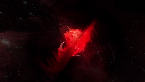 abstract loop space flight fly to mysterious glow red spiral twisting cloud in space. space exploration to glow nebula galaxy. 4k 3d illustration seamless loop sci-fi space travel fly to the alien nebula.