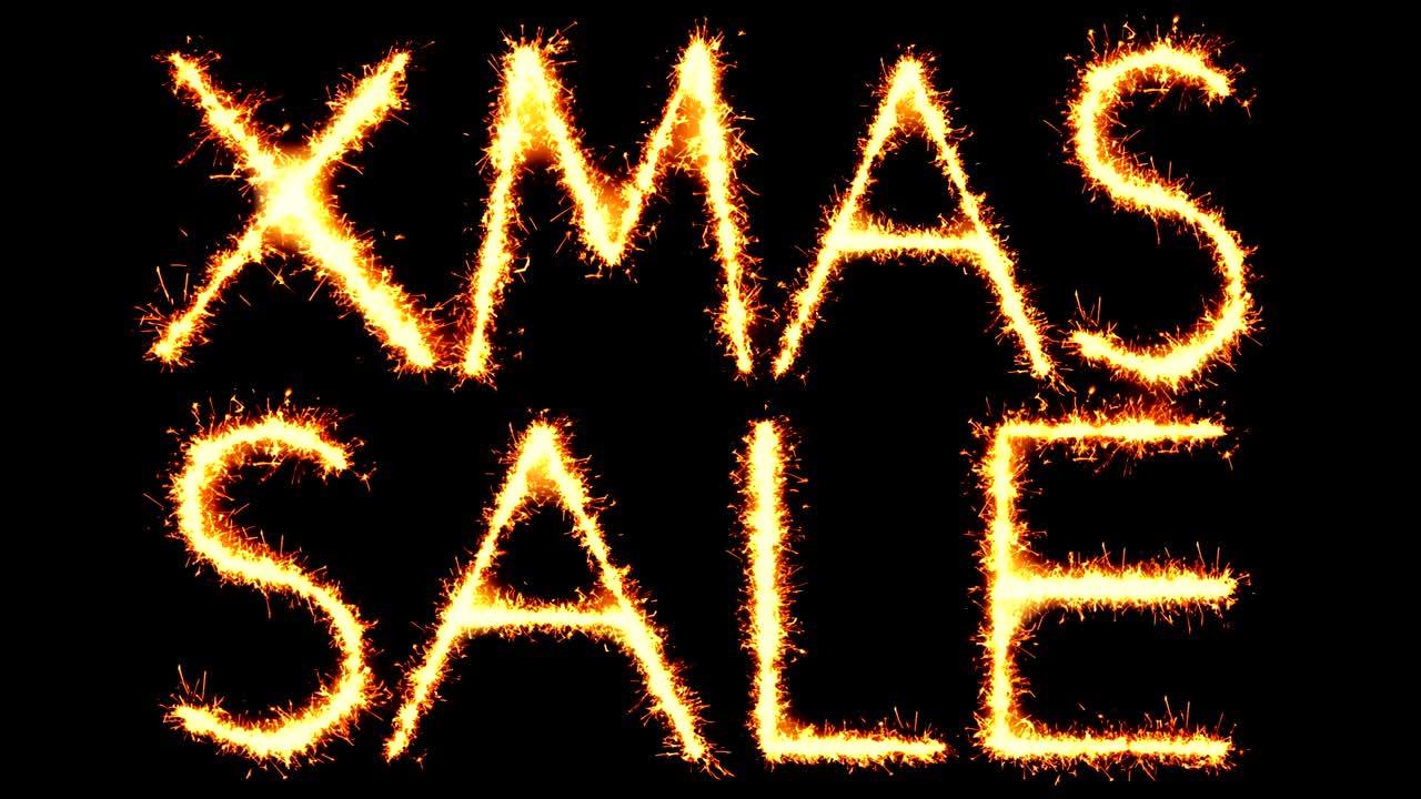 크리스마스 판매 문자 반이는 반이는 불꽃놀이 루프 애니메이션