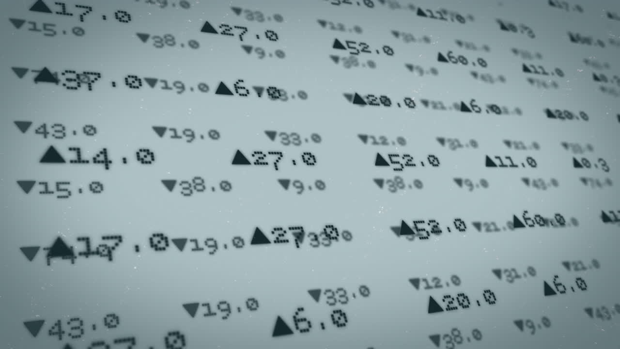 Animation of stock market data processing against grey background