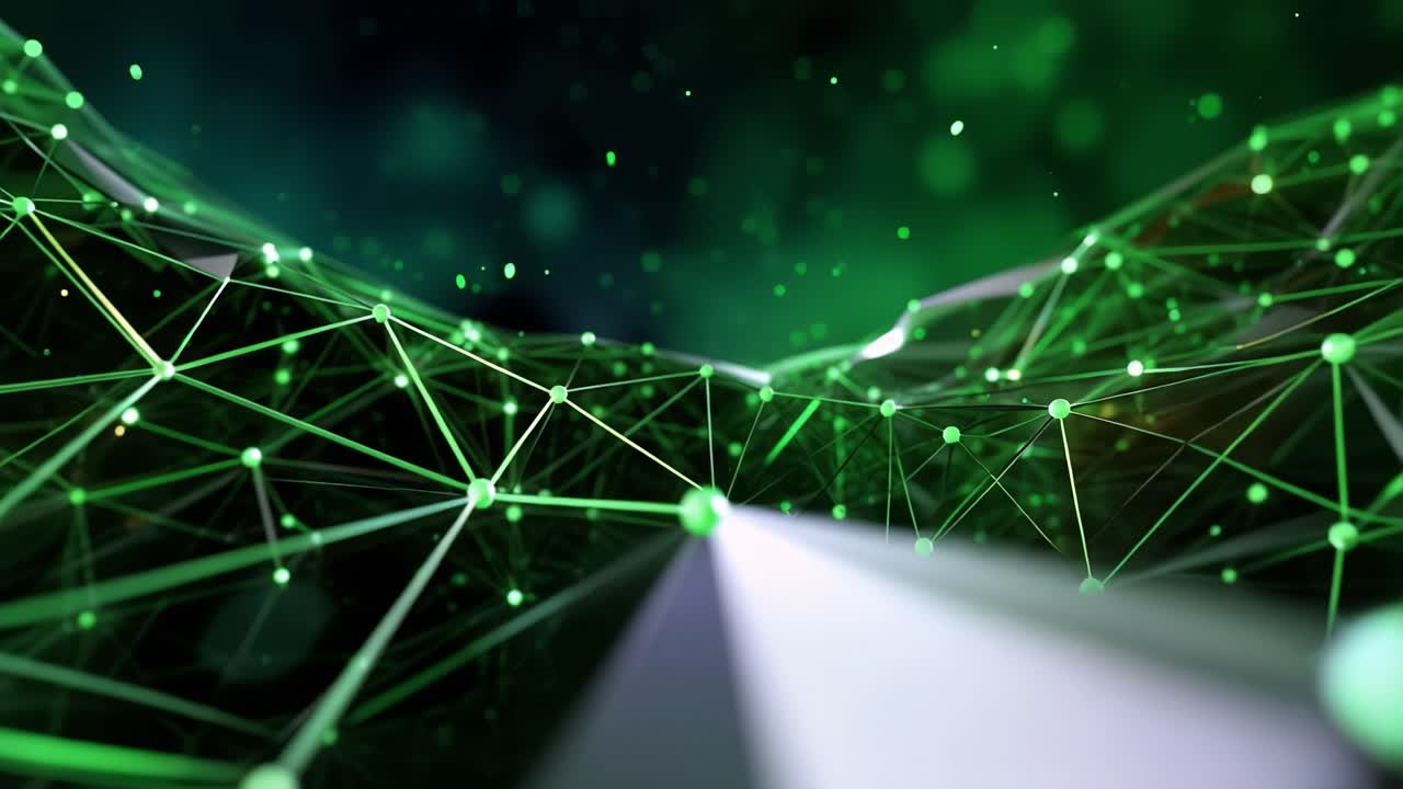 Abstract Green Digital Network Connection Flowing Through Cyberspace