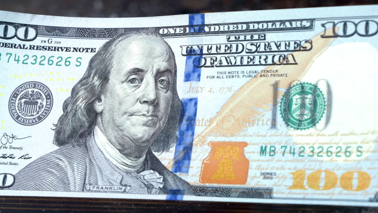 Close up of a 100 dollar bill