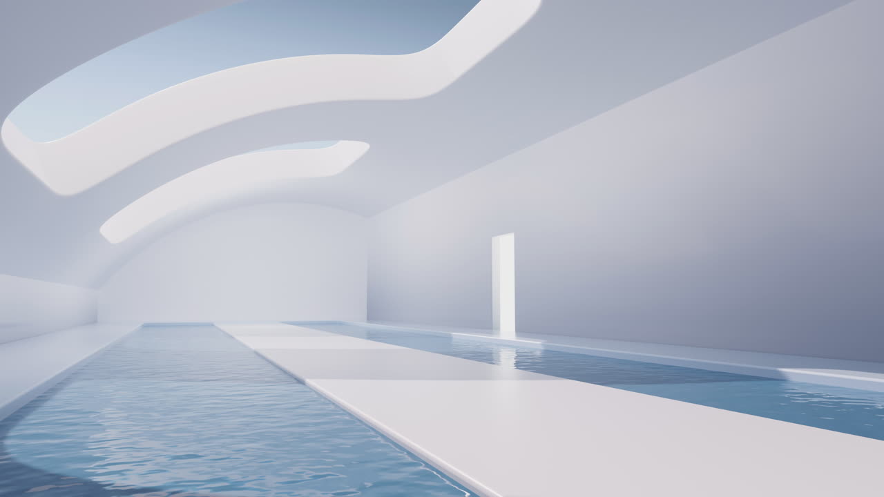 Empty room with water inside, 3d rendering.