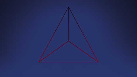 animación de líneas en triángulo contra fondo azul