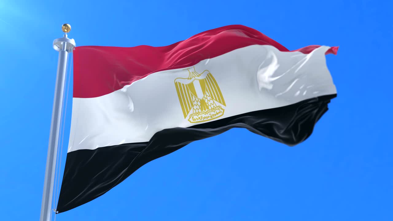 이집트의 발이 바람에 흔들리고 푸른 하늘이 느리고 루프로