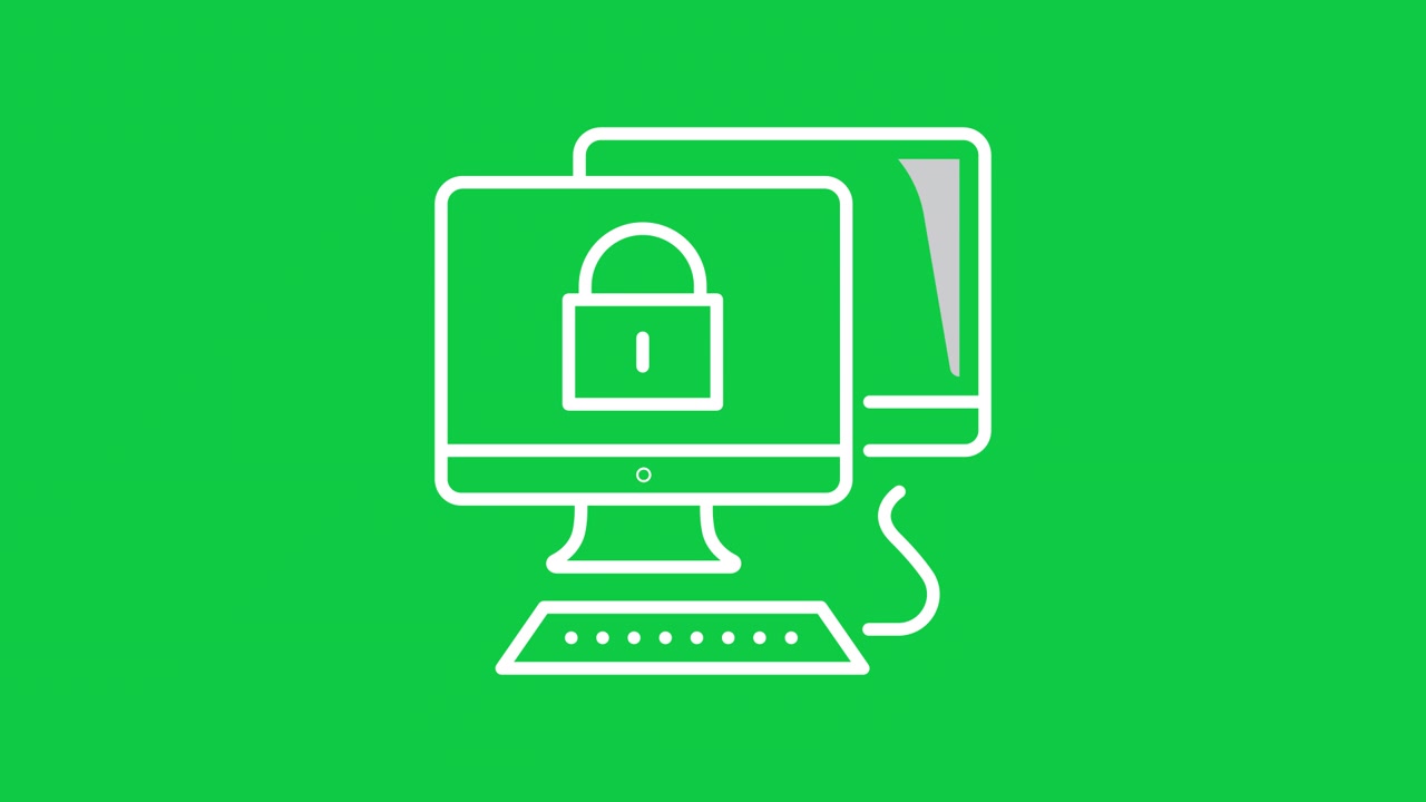 Animated Computer Monitor with Padlock Icon on Green Screen